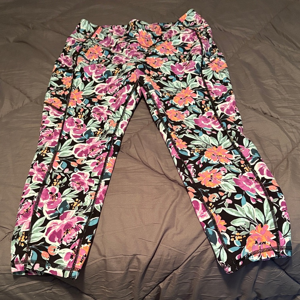 Torrid Floral Capris - Black, Pink, Orange, Green